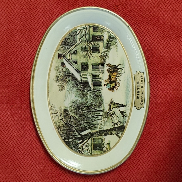 Currier & Ives decorative trays American Homestead Set of 4 Seasons vintage - Picture 8 of 11